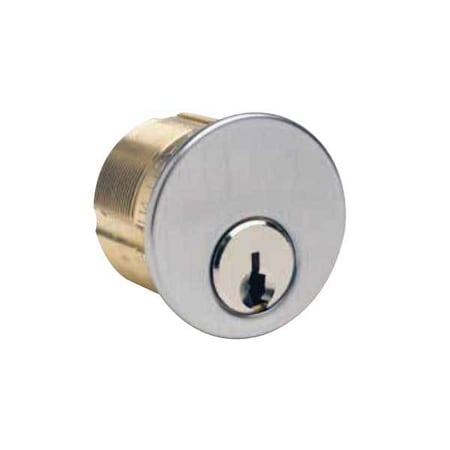 1 1/8 Mortise Cylinder, 5-Pin, Schlage C Keyway, Standard Cam, Keyed Different,  Satin Chrome